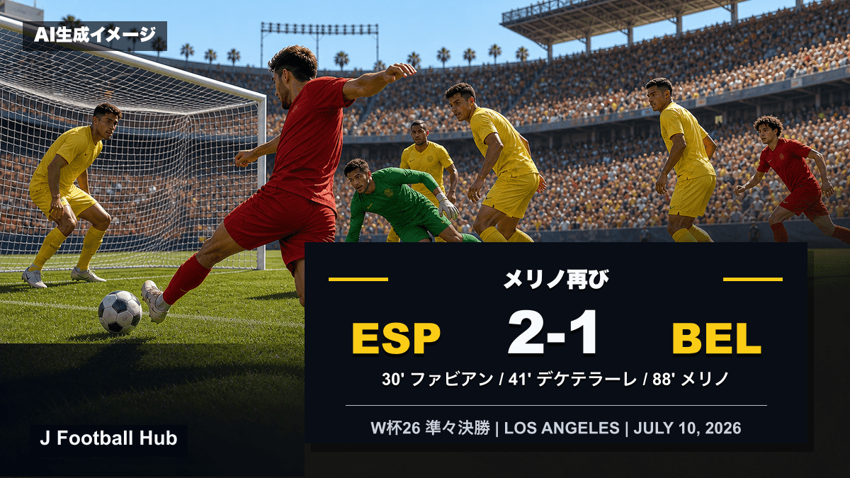 スペインがベルギーを2-1で下したW杯26準々決勝のスコア入り試合レビュー用サムネイル